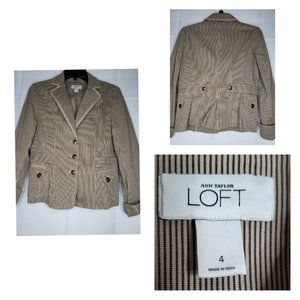Women Ann Taylor Loft Brown Blazer Retro Button 59